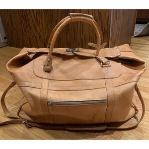 Handmade Paraguayan 20" Weekender Leather Duffle‎ Bag With Lock Canoas Hardware